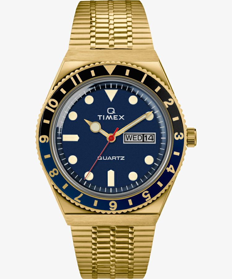 Q TIMEX ゴールド x ブルー ツートンベゼル | TIMEXオンラインストア