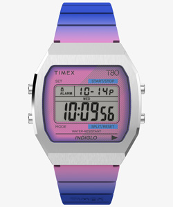 【あっちゃん】TIMEX T80 ピンクゴールド ブルー デジタル腕時計 The New Timex T80 Hyperbrights are Both Hyper and Bright